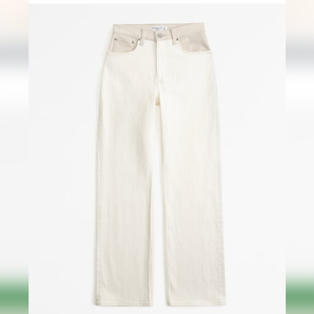 Abercrombie Ultra High Rise 90s straight jeans in cream